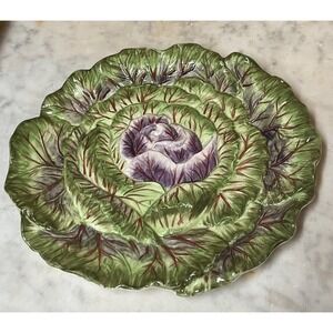 Fitz and Floyd Cabbage Plate‎ Le Marche Green Purple Majolica Plate 9"